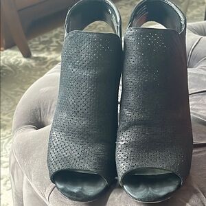 Vaneli Black Mules Modern Perforated Design